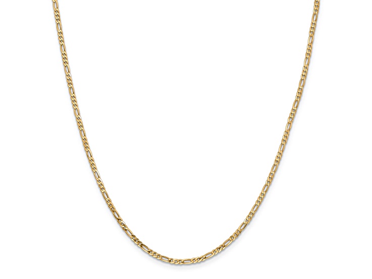 14K Yellow Gold 2.25mm Flat Figaro Chain Necklace