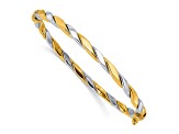 14K Two-tone Polished and Twisted Hinged Bangle Bracelet