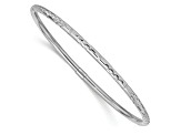 Rhodium Over 14k White Gold Polished Diamond-Cut 3mm Slip-on Bangle