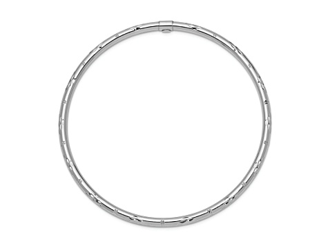 Rhodium Over 14k White Gold Polished Diamond-Cut 3mm Slip-on Bangle