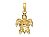 14K Yellow Gold Textured Sea Turtle Charm