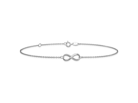 14K White Gold Polished Infinity with 1-inch Extension Anklet