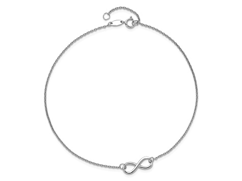 14K White Gold Polished Infinity with 1-inch Extension Anklet