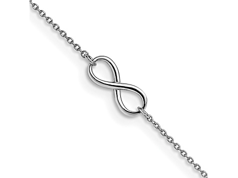 14K White Gold Polished Infinity with 1-inch Extension Anklet