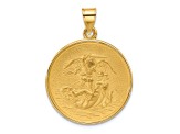 14k Yellow Gold Polished and Satin St. Michael Medal Pendant