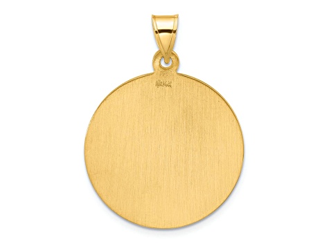 14k Yellow Gold Polished and Satin St. Michael Medal Pendant