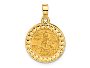 14k Yellow Gold Satin St. Michael Medal Pendant