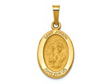 14K Yellow Gold Polished and Satin St Joseph Medal Hollow Pendant