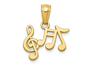 14k Yellow Gold Polished Music Notes Pendant
