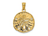 14k Yellow Gold Polished and Textured Large Sand Dollar Pendant