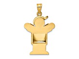 14k Yellow Gold Satin Puffed Small Boy with Hat on Right Charm