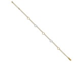 14K Two-tone Polished Heart with 1-inch Extension Anklet