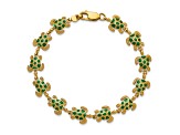 14k Yellow Gold with Green Enamel Sea Turtle Bracelet
