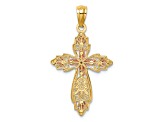 14k Yellow Gold and 14k Rose Gold Textured Cross Pendant