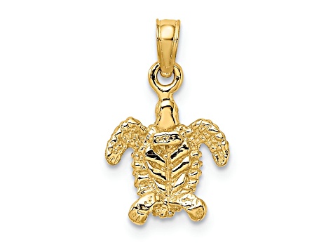 14K Yellow Gold 3D Mini Sea Turtle Charm