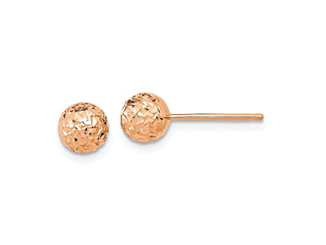 10k Rose Gold 6mm Diamond-Cut Ball Stud Earrings