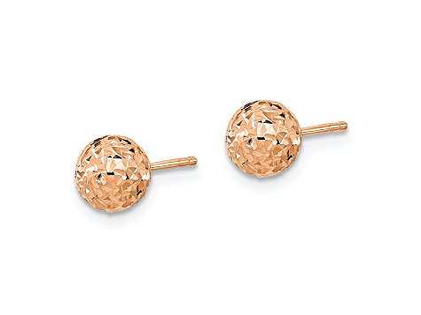 10k Rose Gold 6mm Diamond-Cut Ball Stud Earrings