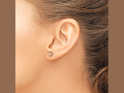 10k Rose Gold 6mm Diamond-Cut Ball Stud Earrings
