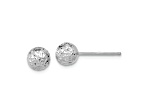 Rhodium Over 10k White Gold 6mm Diamond-Cut Ball Stud Earrings
