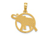 14k Yellow Gold Polished Elephant in Circle Charm