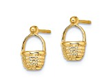 14k Yellow Gold Mini Basket Flat Back Stud Earrings