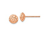 14k Rose Gold Diamond-Cut 6mm Puffed Circle Stud Earrings