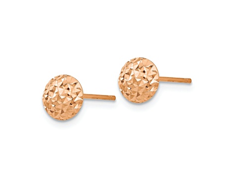 14k Rose Gold Diamond-Cut 6mm Puffed Circle Stud Earrings