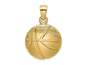 14k Yellow Gold 2D Textured Basketball Charm