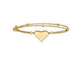 14K Yellow Gold Polished and Diamond-cut Heart Beaded 2-Strand Bracelet