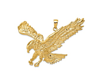 Picture of 14k Yellow Gold Solid Polished and Textured Eagle Pendant