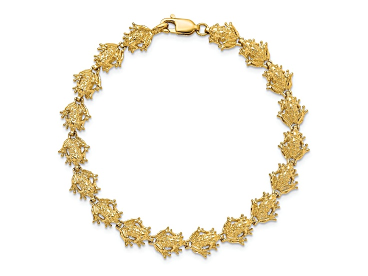 14k Yellow Gold Textured Frog Link Bracelet - 15YJKA | JTV