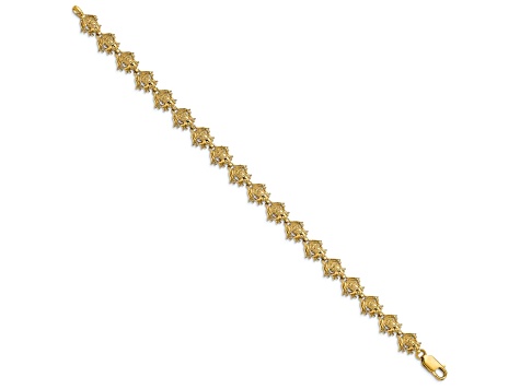 14k Yellow Gold Textured Frog Link Bracelet - 15YJKA | JTV