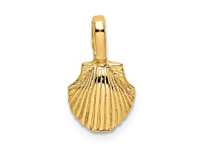 10K Yellow Gold Textured Mini Scallop Shell Charm