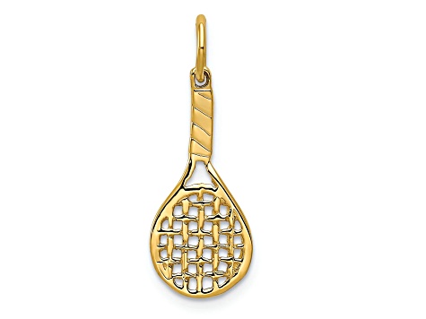 14k Yellow Gold Textured Racquet Charm Pendant