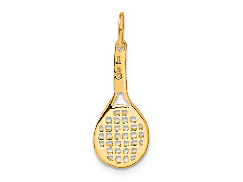 14k Yellow Gold Textured Racquet Charm Pendant