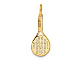 14k Yellow Gold Textured Racquet Charm Pendant