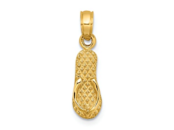 Picture of 14k Yellow Gold 3D Textured Myrtle Beach Single Flip-Flop pendant