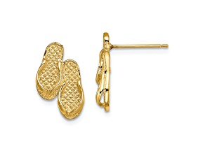 14K Yellow Gold Textured Double Flip-Flop Stud Earrings