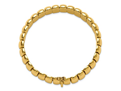 14K Yellow Gold 13.5mm Band Link 7.5 Inch Bracelet