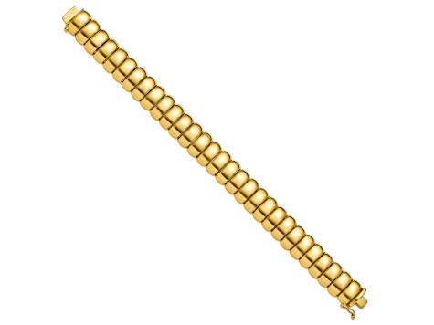 14K Yellow Gold 13.5mm Band Link 7.5 Inch Bracelet