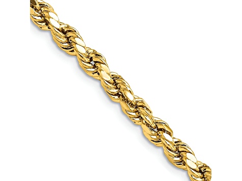 14k Rope Chain 22 In 14k Yellow Gold 4.9mm Diamond-Cut Rope 22 Inch Chain - 15ZDBB | JTV