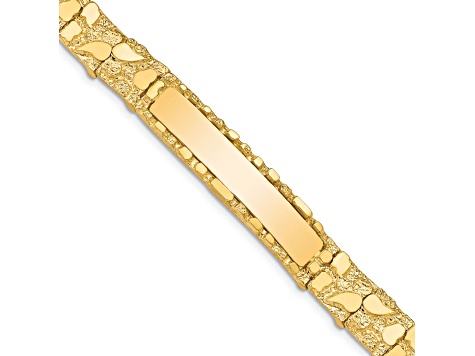 14k Yellow Gold Textured Nugget ID Bracelet - 15ZMTA | JTV