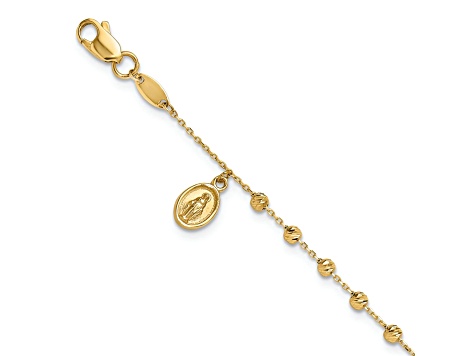 14k Yellow Gold Polished and Diamond-Cut Miraculous Medal and