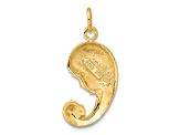 14k Yellow Gold Satin and Diamond-Cut Mother and Baby pendant