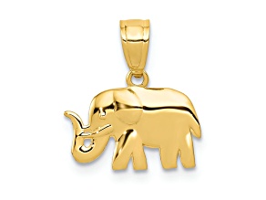 14k Yellow Gold Polished Elephant Pendant