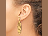 14K Yellow Gold Polished Diamond-cut Post Dangle Leaf Earrings