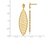 14K Yellow Gold Polished Diamond-cut Post Dangle Leaf Earrings