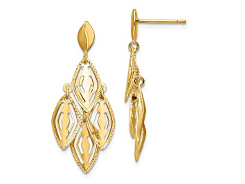 Picture of 14K Yellow Gold Polished Diamond-cut Post Dangle Chandelier Earrings