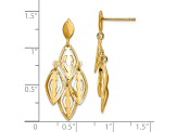 14K Yellow Gold Polished Diamond-cut Post Dangle Chandelier Earrings