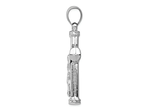 Rhodium Over 14K White Gold Reversible Crucifix Pendant